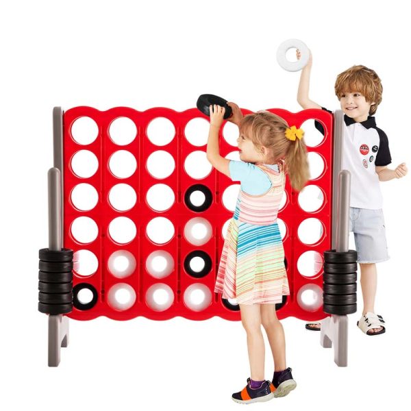 Giant 4-In-A-Row, Jumbo 4-to-Score Giant Game Set with 42 Jumbo Rings & Quick-Release Slider