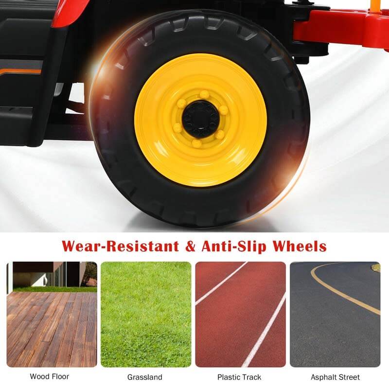 Eletriclife 12V Ride on Tractor with 3-Gear-Shift Ground Loader