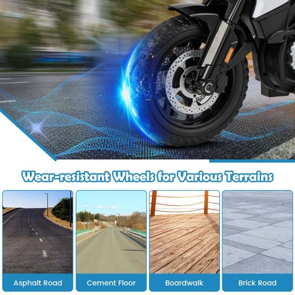 Licensed BMW Kids Ride On Police Motorcycle, 12V Battery Powered Cop Dirt Bike with Training Wheels, Siren Light, MP3, Music
