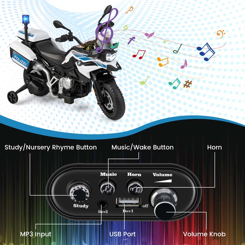 Eletriclife 12V BMW Kids Ride On Police Motorcycle with Light and Music