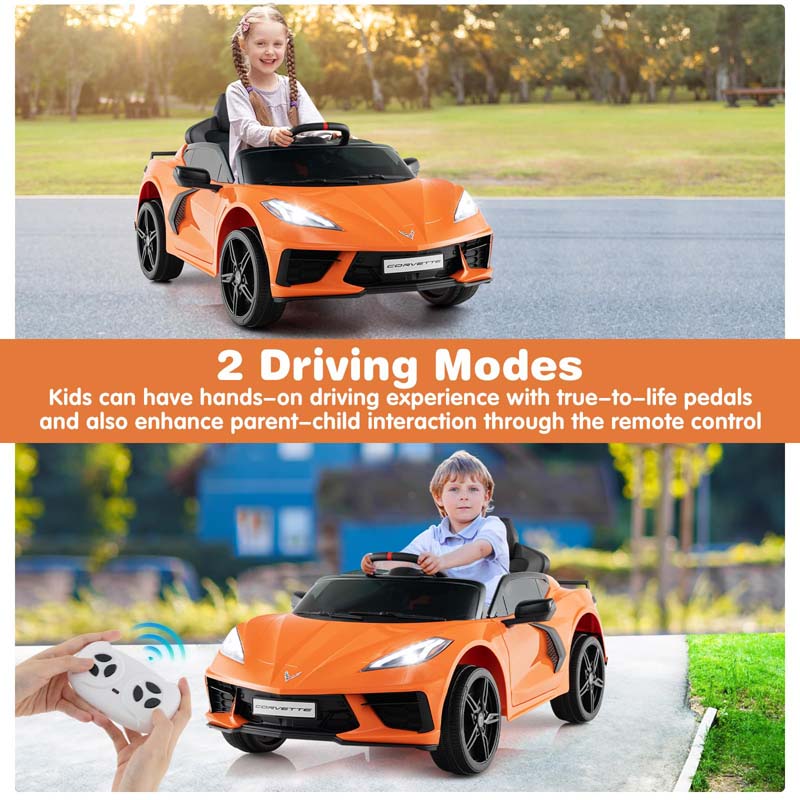 12V Licensed Chevrolet Corvette C8 Kids Ride On Car with Remote Control