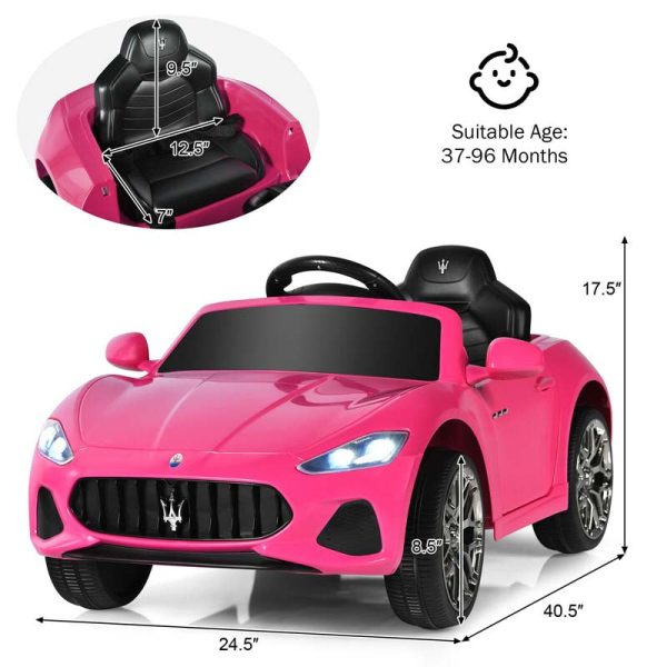 4-Wheel Licensed Maserati Kids Ride On Car, 12V Battery Powered Electric Toy Car with Parent Remote Control, Lights, Horn, Music