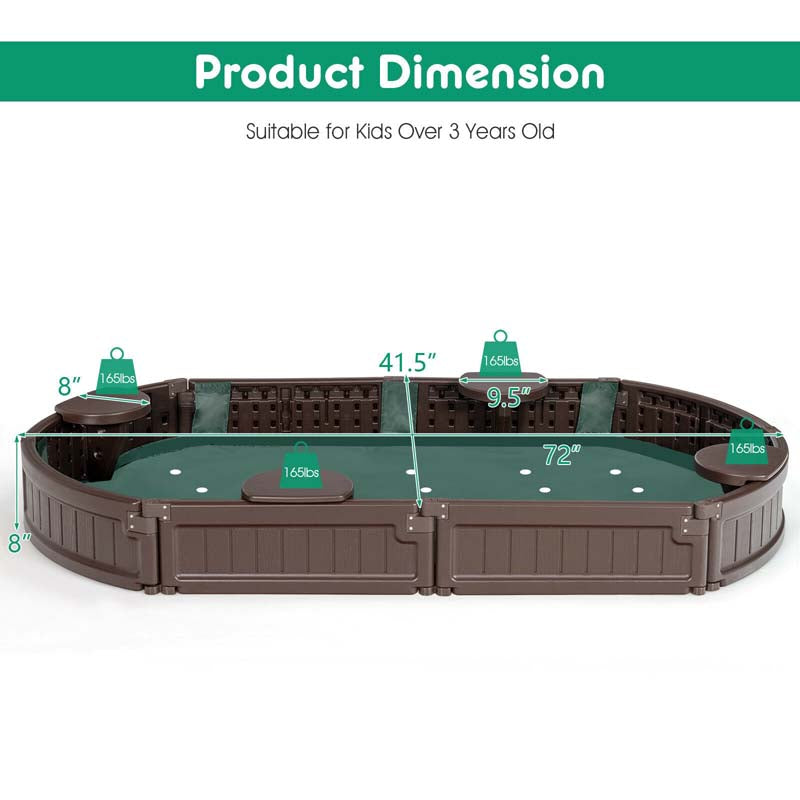 Eletriclife 6 Feet Kids Oval Sandbox with Built-in Corner Seat and Bottom Liner