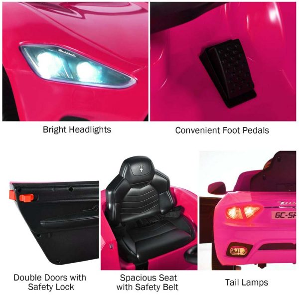 4-Wheel Licensed Maserati Kids Ride On Car, 12V Battery Powered Electric Toy Car with Parent Remote Control, Lights, Horn, Music
