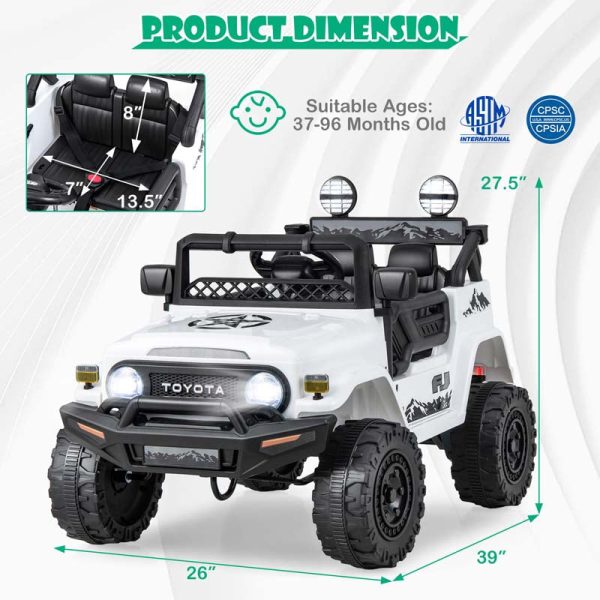 Licensed Toyota FJ Cruiser Kids Ride on Truck, 12V 7Ah Battery Powered Electric Toy Car w/Remote Control, Shock Suspension