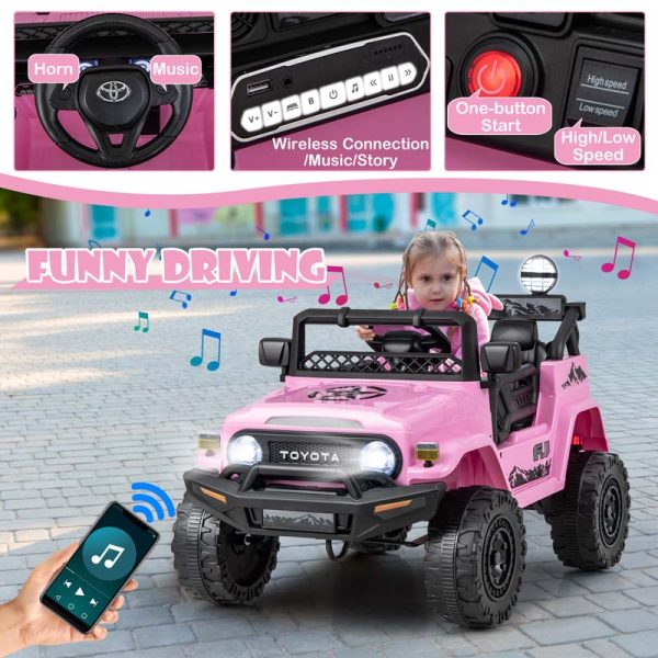Licensed Toyota FJ Cruiser Kids Ride on Truck, 12V 7Ah Battery Powered Electric Toy Car w/Remote Control, Shock Suspension