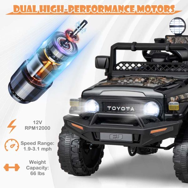 Licensed Toyota FJ Cruiser Kids Ride on Truck, 12V 7Ah Battery Powered Electric Toy Car w/Remote Control, Shock Suspension