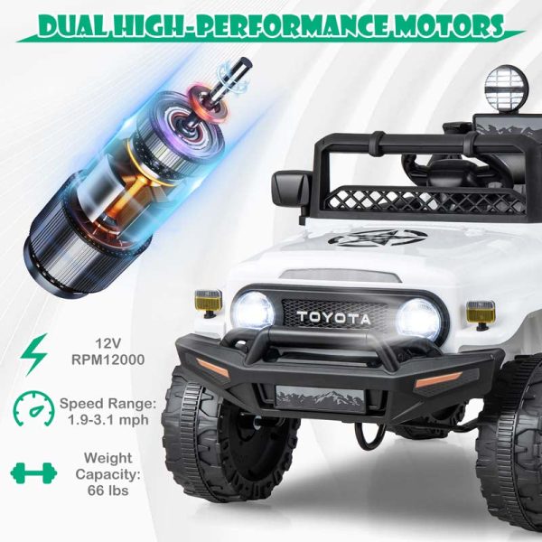 Licensed Toyota FJ Cruiser Kids Ride on Truck, 12V 7Ah Battery Powered Electric Toy Car w/Remote Control, Shock Suspension