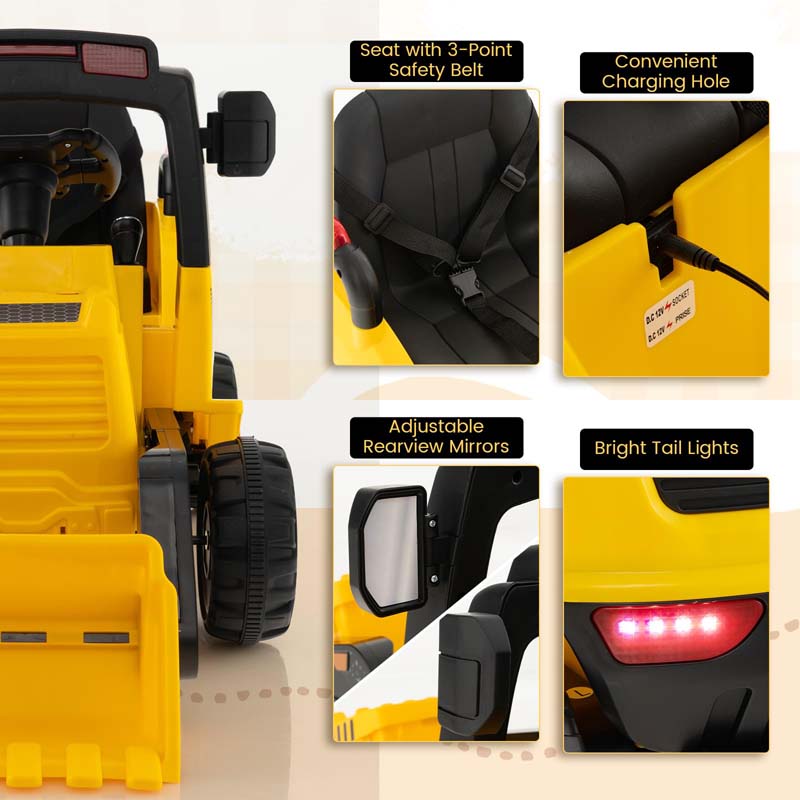 Eletriclife 12V Battery Powered Bulldozer Digger with Adjustable Digging Bucket