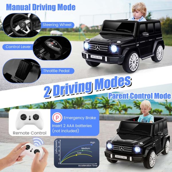 Licensed Mercedes Benz G500 Kids Ride On Car Truck with Rocking Mode, 12V Battery Powered 4WD G Wagon Electric Toy Vehicle