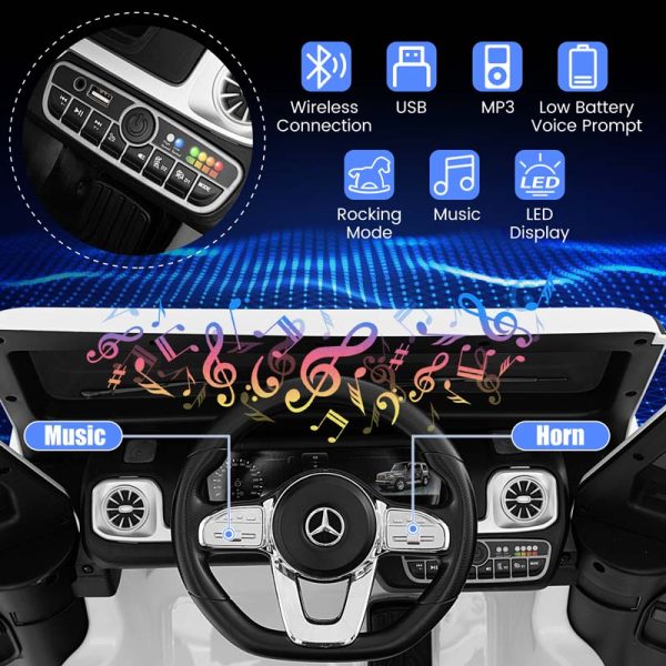 Licensed Mercedes Benz G500 Kids Ride On Car Truck with Rocking Mode, 12V Battery Powered 4WD G Wagon Electric Toy Vehicle