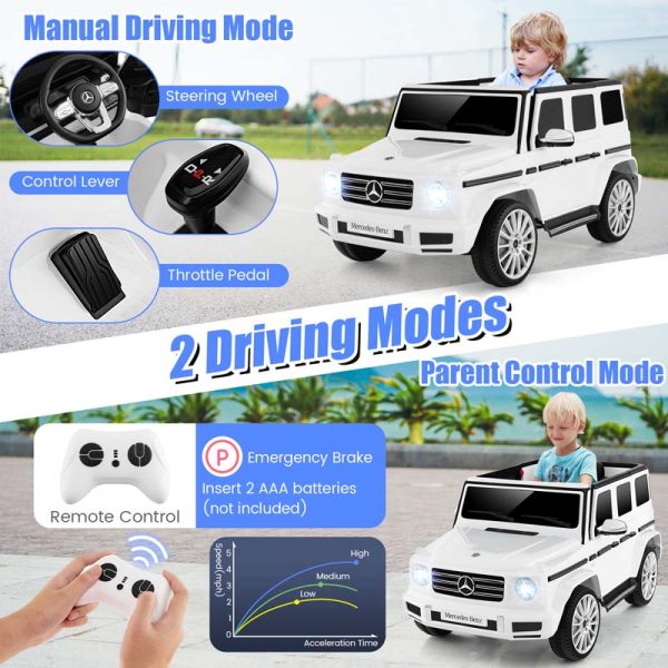 Licensed Mercedes Benz G500 Kids Ride On Car Truck with Rocking Mode, 12V Battery Powered 4WD G Wagon Electric Toy Vehicle