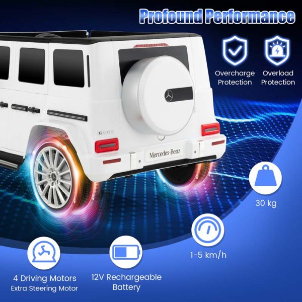 Licensed Mercedes Benz G500 Kids Ride On Car Truck with Rocking Mode, 12V Battery Powered 4WD G Wagon Electric Toy Vehicle