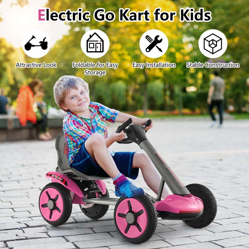 Eletriclife 12V Folding Kids Go Kart with Adjustable Seat
