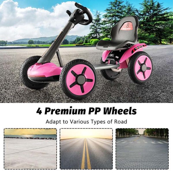 Kids Folding Electric Go Cart, 12V Battery Ride-On Car with Adjustable Seat and Steering Wheel, Detachable Cup Holder, LED Light