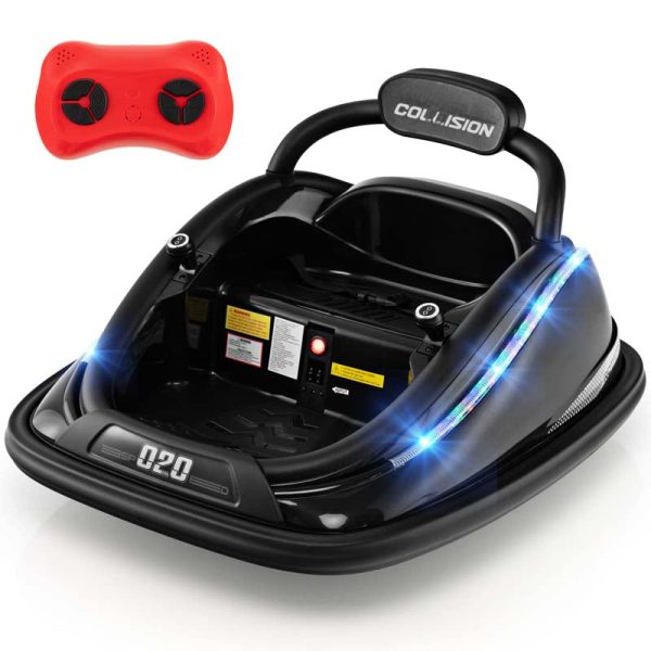 12V Kids Bumper Car with Colorful Flashing LED Lights, Music, Remote, Battery Powered Vehicle Racer Toddlers Electric Ride on Toy