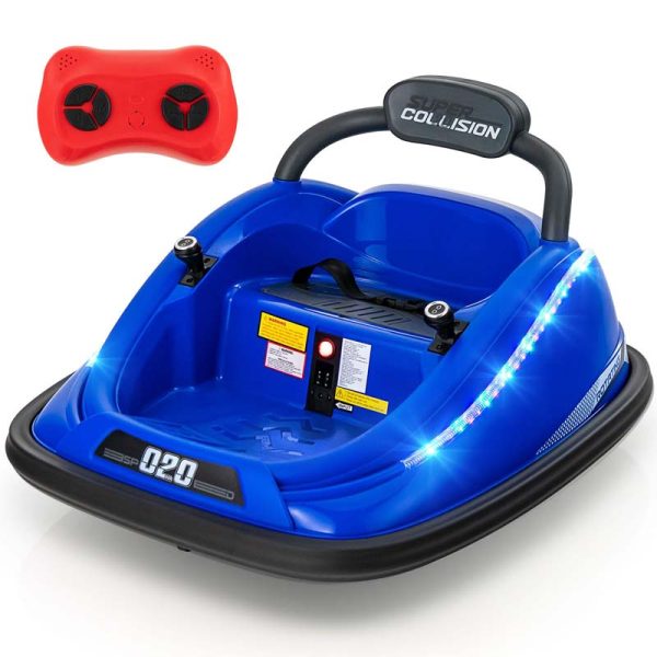 12V Kids Bumper Car with Colorful Flashing LED Lights, Music, Remote, Battery Powered Vehicle Racer Toddlers Electric Ride on Toy