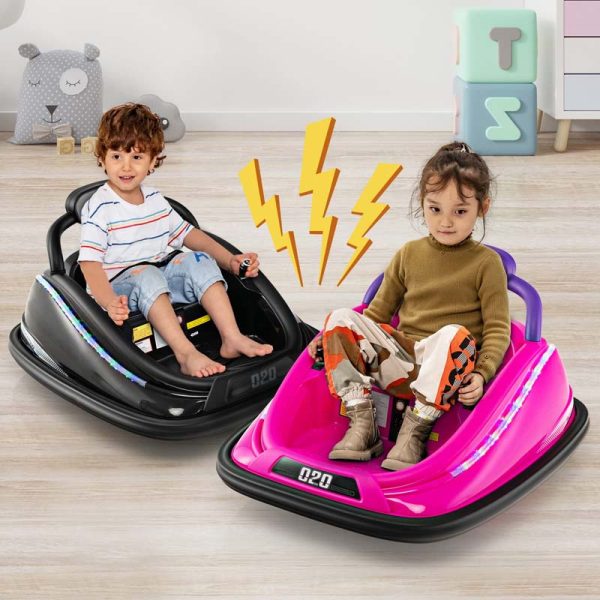 12V Kids Bumper Car with Colorful Flashing LED Lights, Music, Remote, Battery Powered Vehicle Racer Toddlers Electric Ride on Toy