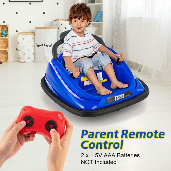 12V Kids Bumper Car with Colorful Flashing LED Lights, Music, Remote, Battery Powered Vehicle Racer Toddlers Electric Ride on Toy