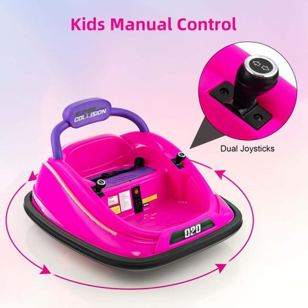 12V Kids Bumper Car with Colorful Flashing LED Lights, Music, Remote, Battery Powered Vehicle Racer Toddlers Electric Ride on Toy