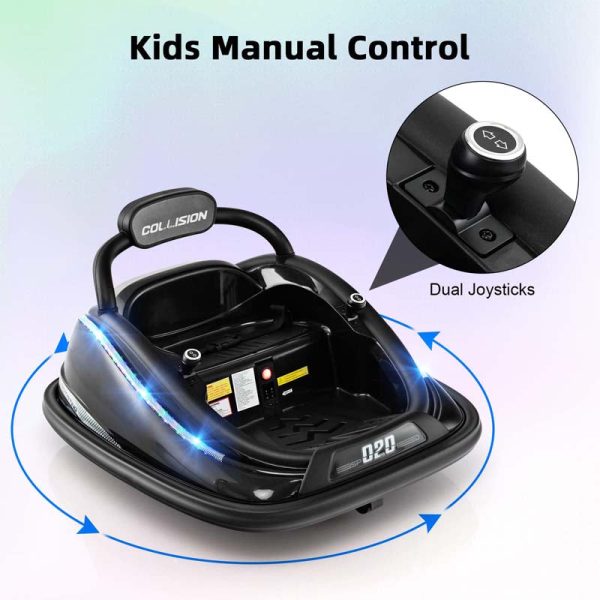 12V Kids Bumper Car with Colorful Flashing LED Lights, Music, Remote, Battery Powered Vehicle Racer Toddlers Electric Ride on Toy