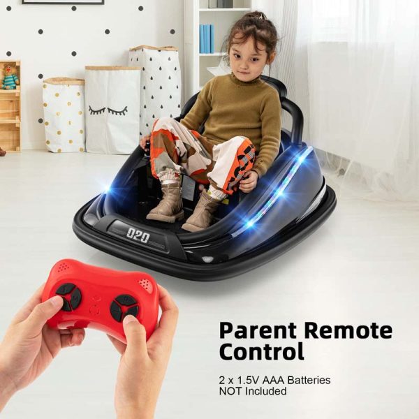 12V Kids Bumper Car with Colorful Flashing LED Lights, Music, Remote, Battery Powered Vehicle Racer Toddlers Electric Ride on Toy