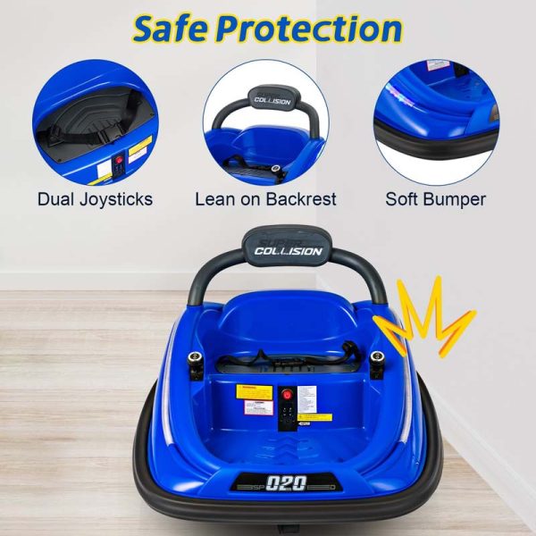 12V Kids Bumper Car with Colorful Flashing LED Lights, Music, Remote, Battery Powered Vehicle Racer Toddlers Electric Ride on Toy