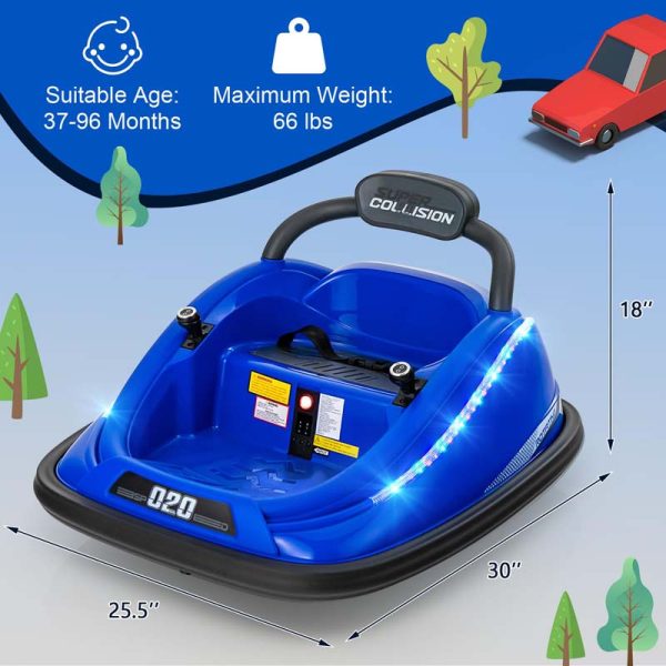 12V Kids Bumper Car with Colorful Flashing LED Lights, Music, Remote, Battery Powered Vehicle Racer Toddlers Electric Ride on Toy