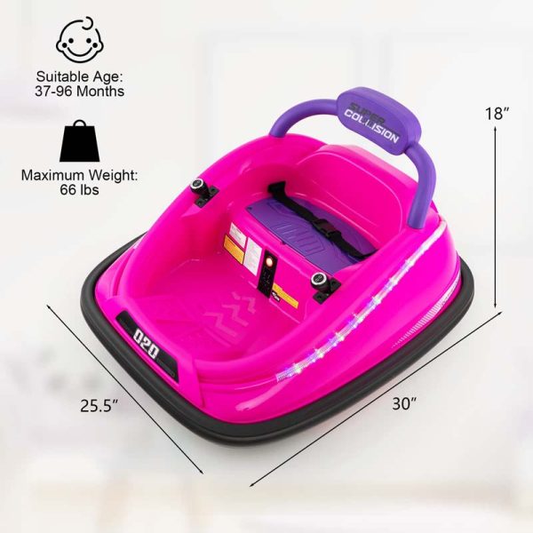 12V Kids Bumper Car with Colorful Flashing LED Lights, Music, Remote, Battery Powered Vehicle Racer Toddlers Electric Ride on Toy