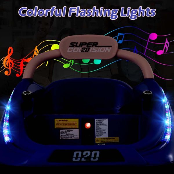 12V Kids Bumper Car with Colorful Flashing LED Lights, Music, Remote, Battery Powered Vehicle Racer Toddlers Electric Ride on Toy