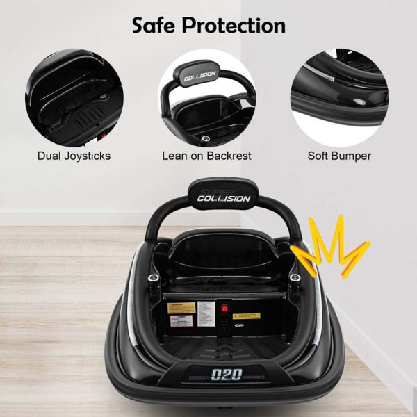 12V Kids Bumper Car with Colorful Flashing LED Lights, Music, Remote, Battery Powered Vehicle Racer Toddlers Electric Ride on Toy