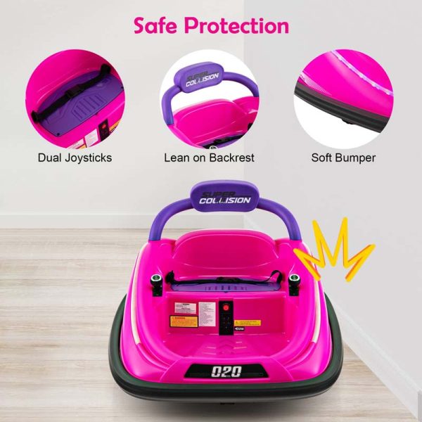 12V Kids Bumper Car with Colorful Flashing LED Lights, Music, Remote, Battery Powered Vehicle Racer Toddlers Electric Ride on Toy