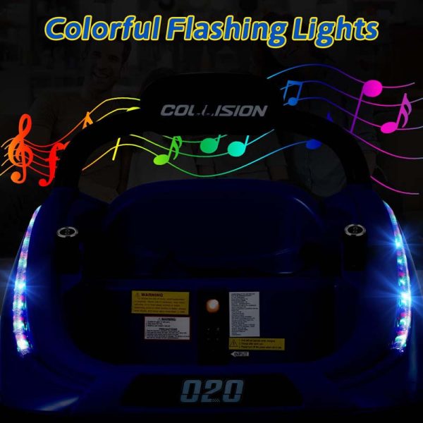 12V Kids Bumper Car with Colorful Flashing LED Lights, Music, Remote, Battery Powered Vehicle Racer Toddlers Electric Ride on Toy