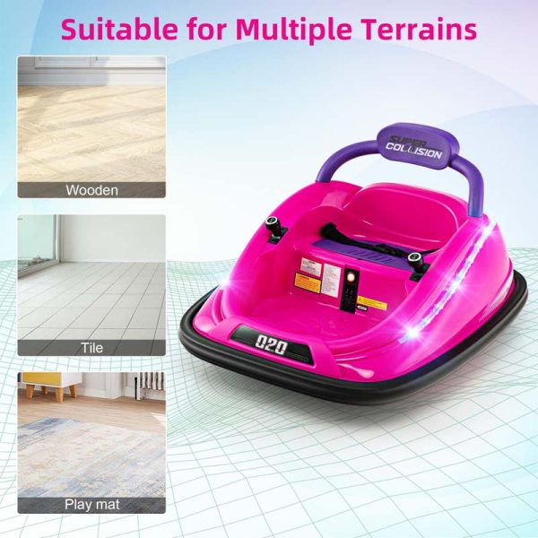 12V Kids Bumper Car with Colorful Flashing LED Lights, Music, Remote, Battery Powered Vehicle Racer Toddlers Electric Ride on Toy
