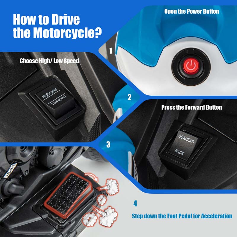 Eletriclife 12V Kids Ride on Motorcycle Licensed BMW 3 Wheels Electric Toy