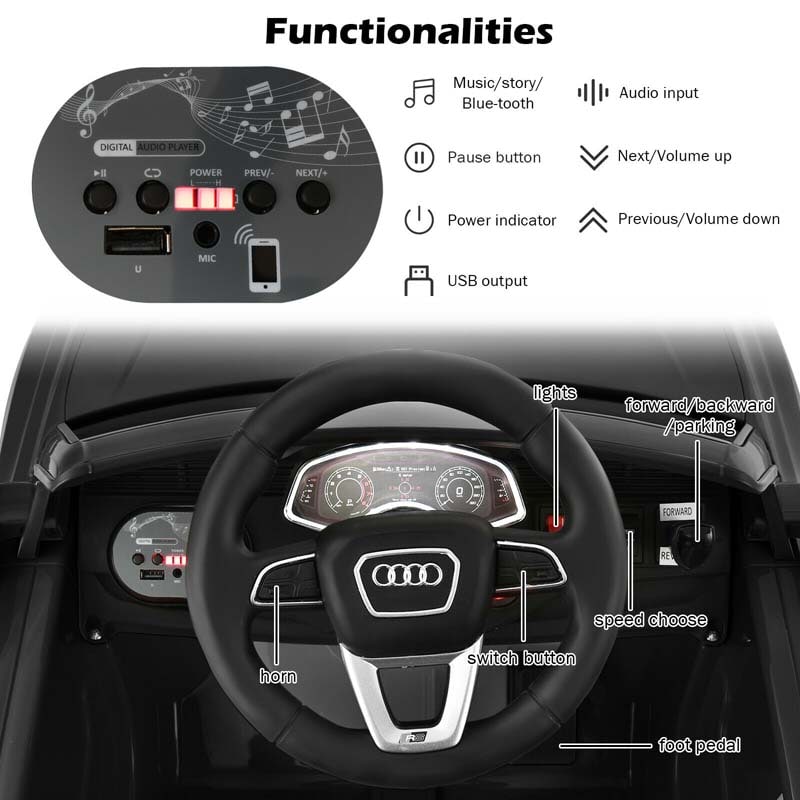 Eletriclife 12 V Licensed Audi Q8 Kids Ride On Car with Remote Control