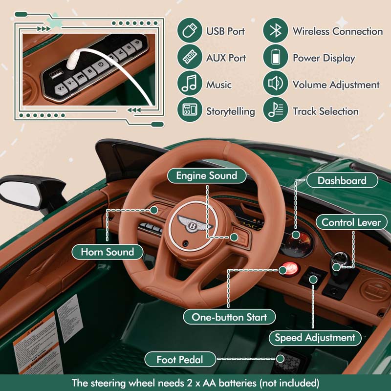 Eletriclife 12V Licensed Bentley Bacalar Kids Ride on Car with Scissor Doors