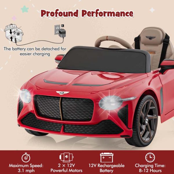 12V Licensed Bentley Bacalar Battery Kids Ride-on Toy Car with Remote Control, Scissor Doors, Lights & Sound Effects
