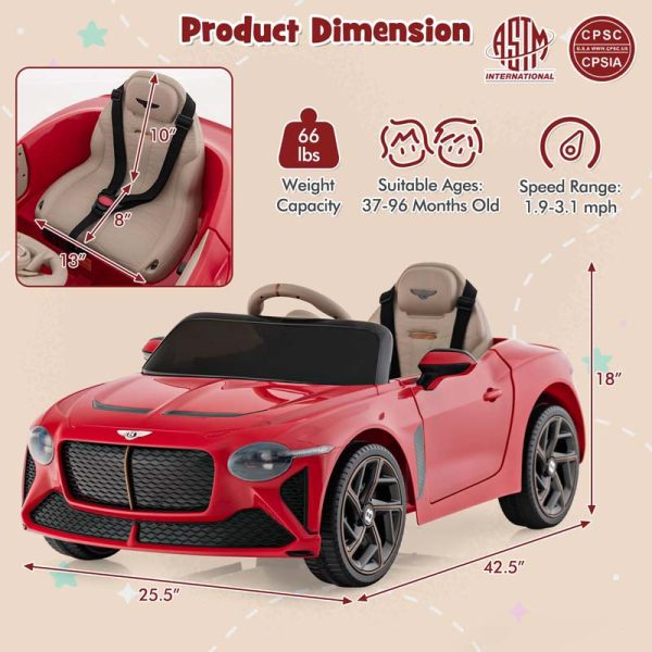 12V Licensed Bentley Bacalar Battery Kids Ride-on Toy Car with Remote Control, Scissor Doors, Lights & Sound Effects
