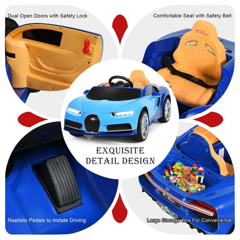 Eletriclife 12V Licensed Bugatti Chiron Kids Ride on Car with Storage Box
