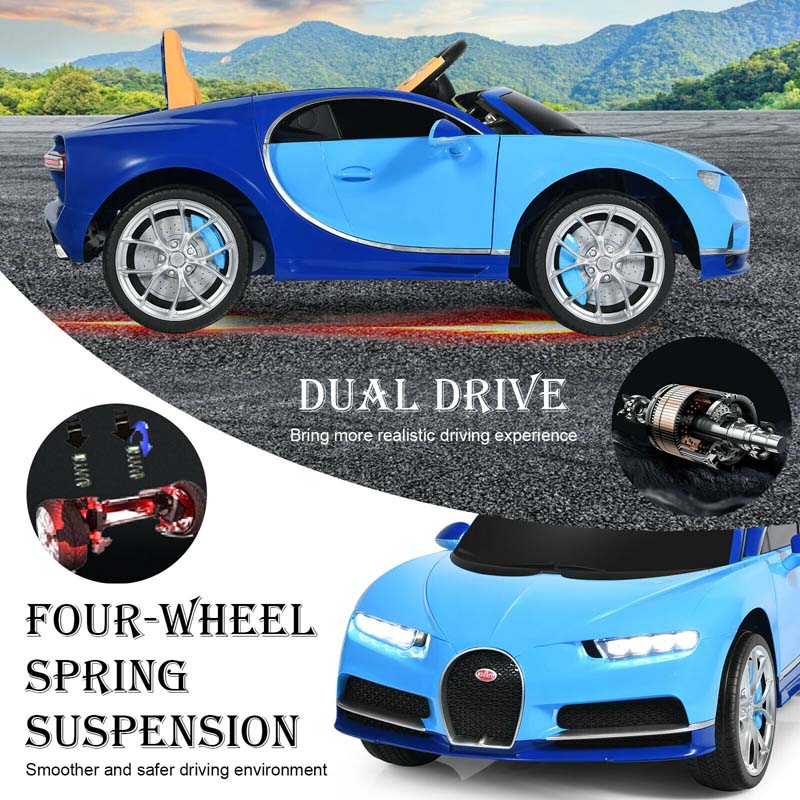 Eletriclife 12V Licensed Bugatti Chiron Kids Ride on Car with Storage Box