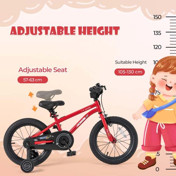 16" Kids Bike for 4-7 Years Old Girls Boys Sport Bicycle with Adjustable Saddle, Training Wheels, Reflectors