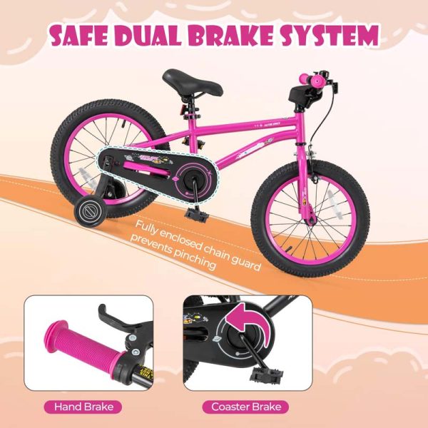 16" Kids Bike for 4-7 Years Old Girls Boys Sport Bicycle with Adjustable Saddle, Training Wheels, Reflectors