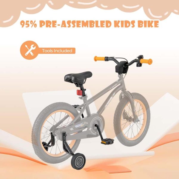 16" Kids Bike for 4-7 Years Old Girls Boys Sport Bicycle with Adjustable Saddle, Training Wheels, Reflectors