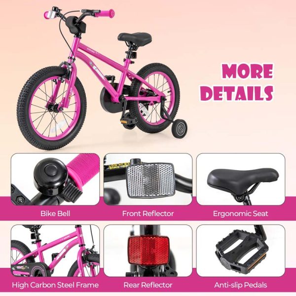 16" Kids Bike for 4-7 Years Old Girls Boys Sport Bicycle with Adjustable Saddle, Training Wheels, Reflectors