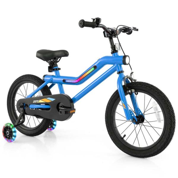 Lighted Kids Bike for 4-8 Years Old Children Sport Bicycle with 7-Mode LED Lighted Frame, Headlight, Flash Training Wheels, Dual-Brake