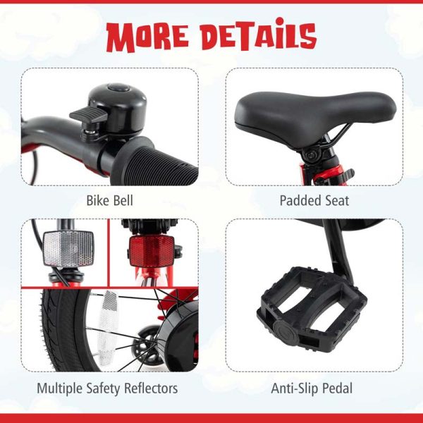 Lighted Kids Bike for 4-8 Years Old Children Sport Bicycle with 7-Mode LED Lighted Frame, Headlight, Flash Training Wheels, Dual-Brake