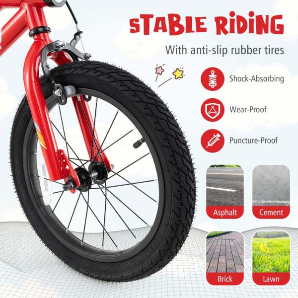 Lighted Kids Bike for 4-8 Years Old Children Sport Bicycle with 7-Mode LED Lighted Frame, Headlight, Flash Training Wheels, Dual-Brake