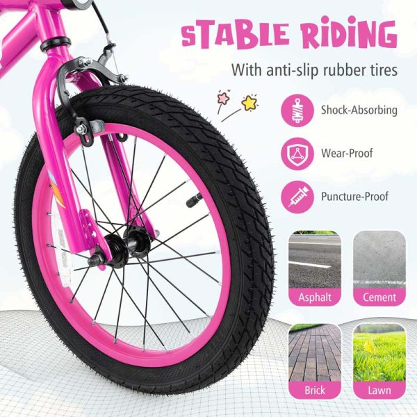 Lighted Kids Bike for 4-8 Years Old Children Sport Bicycle with 7-Mode LED Lighted Frame, Headlight, Flash Training Wheels, Dual-Brake