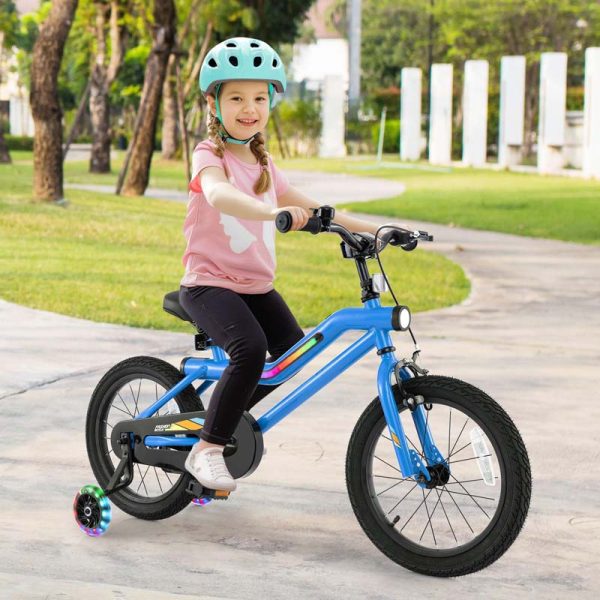 Lighted Kids Bike for 4-8 Years Old Children Sport Bicycle with 7-Mode LED Lighted Frame, Headlight, Flash Training Wheels, Dual-Brake